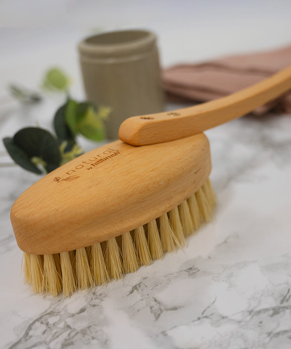 Natural by Hillbrush Long Handled Bath Brush Stiff - Stiff